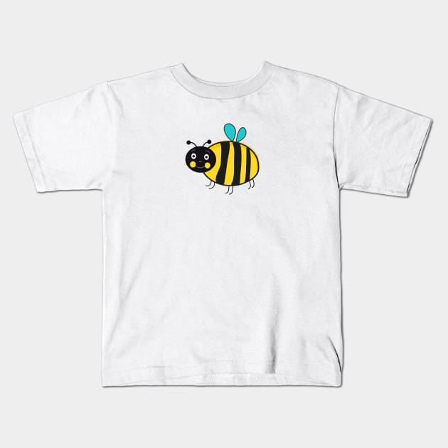 Honey bee character design illustration Kids T-Shirt by GULSENGUNEL